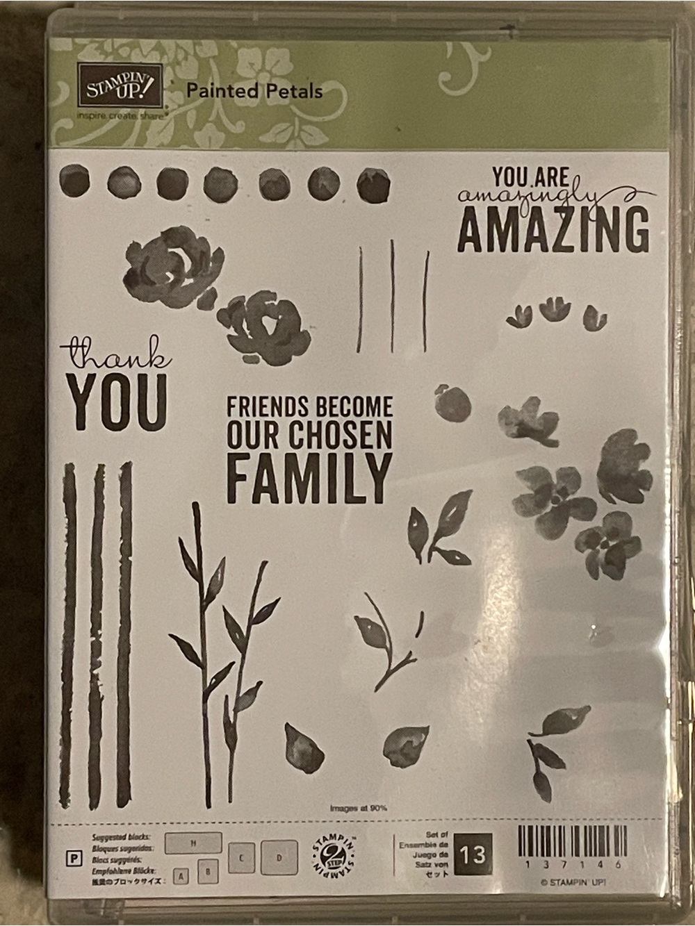 Stampin' Up! Painted Petals Stamp Set - Black and White